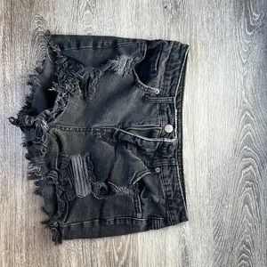 High Rise black jean shorts